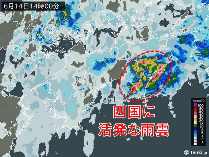 徳島県で6時間降水量100ミリ超の大雨